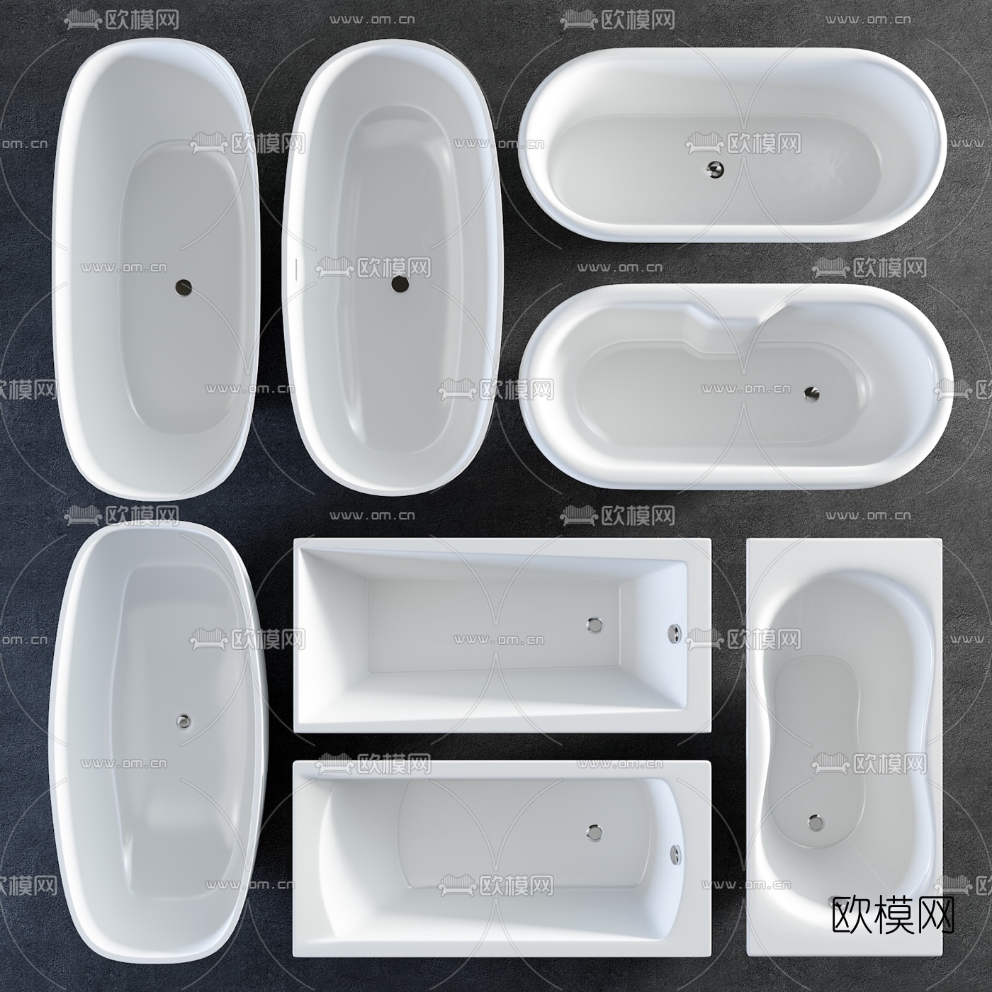 现代嵌入式浴缸组合3d模型
