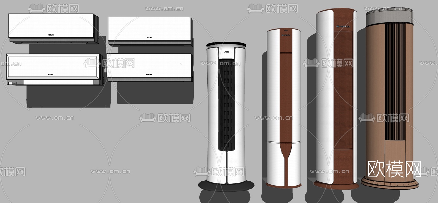 现代空调组合su模型下载
