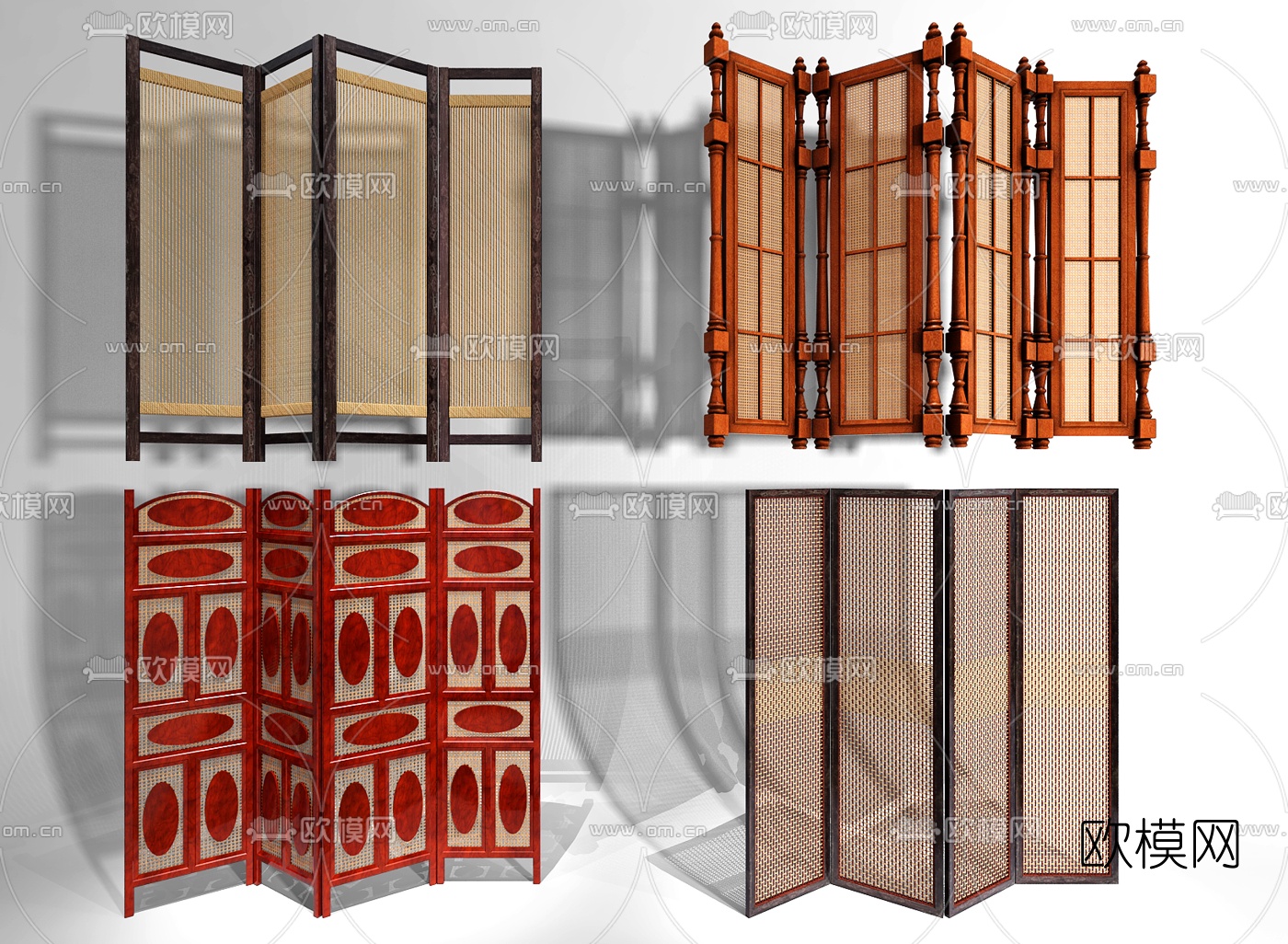 东南亚藤编屏风隔断3d模型下载（渲染图1）