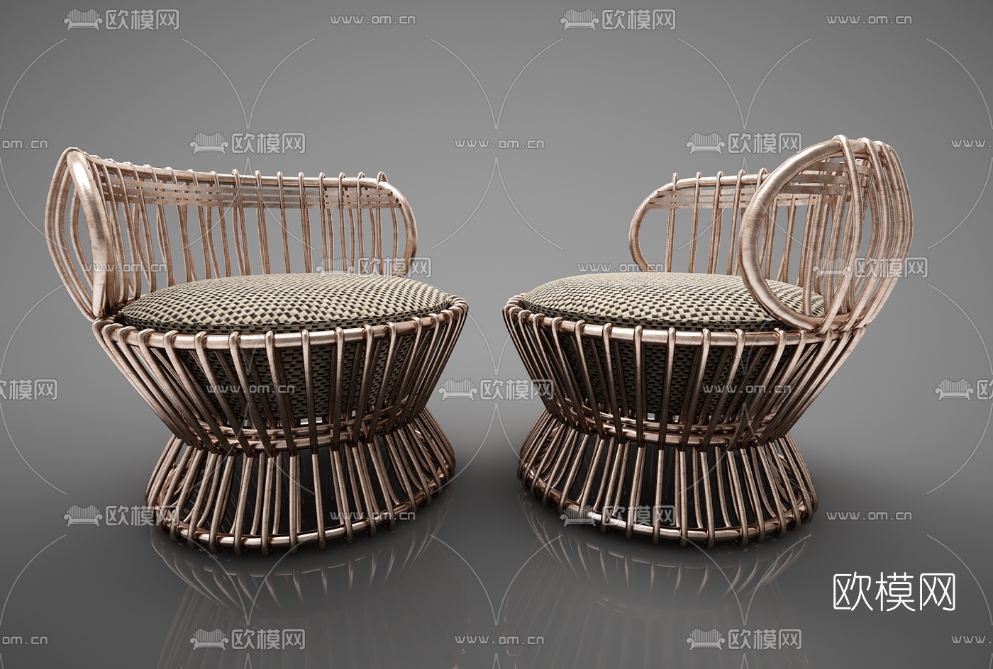 现代藤编休闲椅3d模型