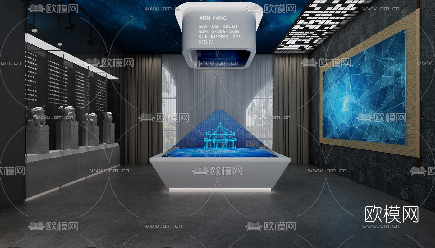 现代民俗博物馆展厅3d模型