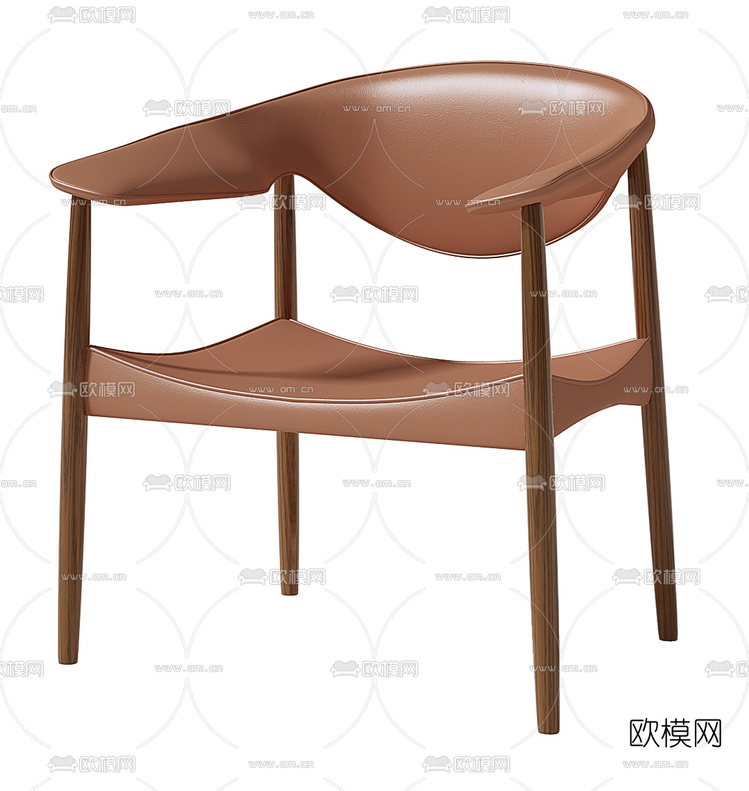 丹麦CARL HANSEN&SON品牌 北欧皮革原木单椅3d模型下载（渲染图2）