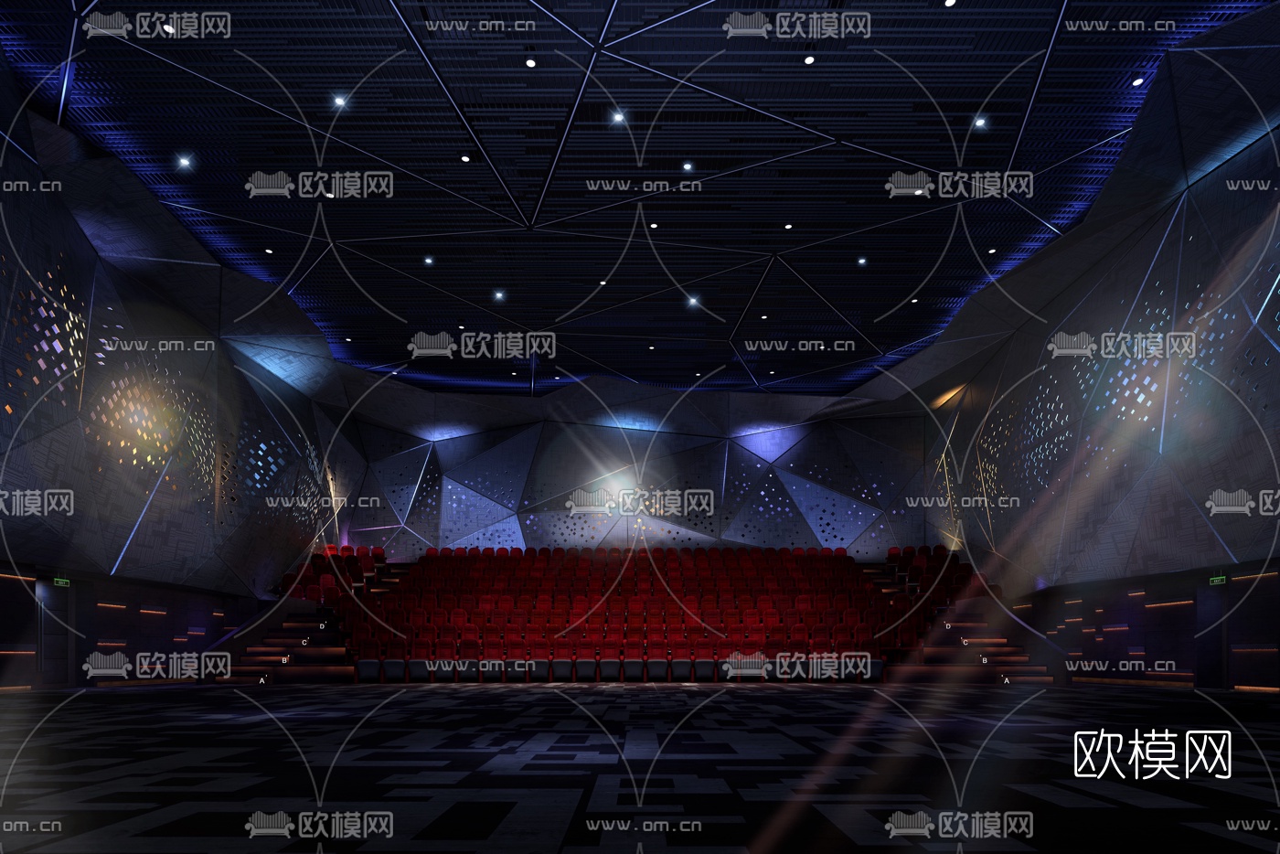 现代电影院放映厅3D模型