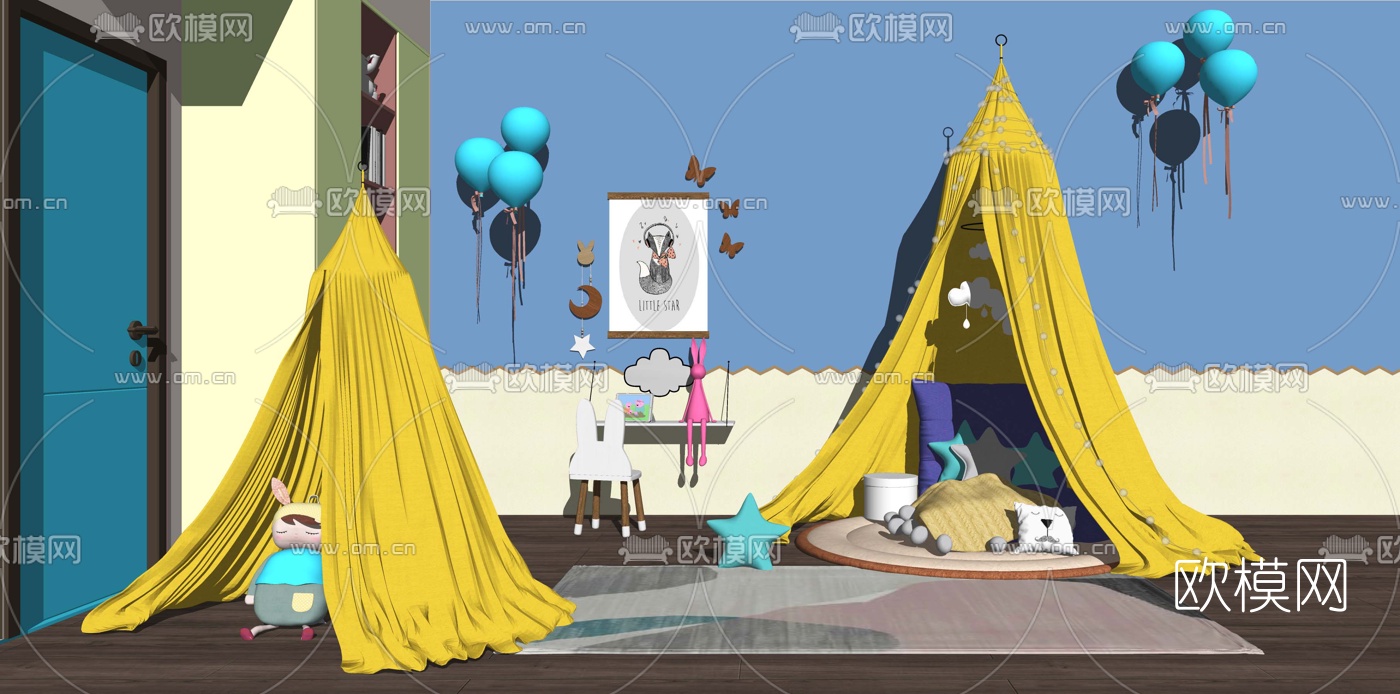 现代儿童帐篷su模型下载