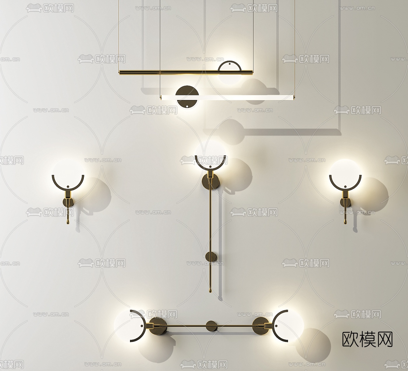 现代轻奢金属壁灯3d模型下载