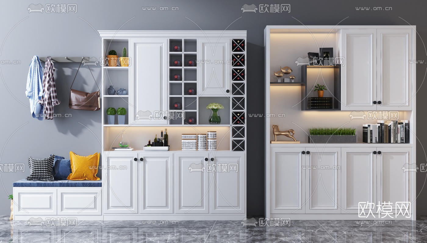 现代多功能鞋柜3d模型