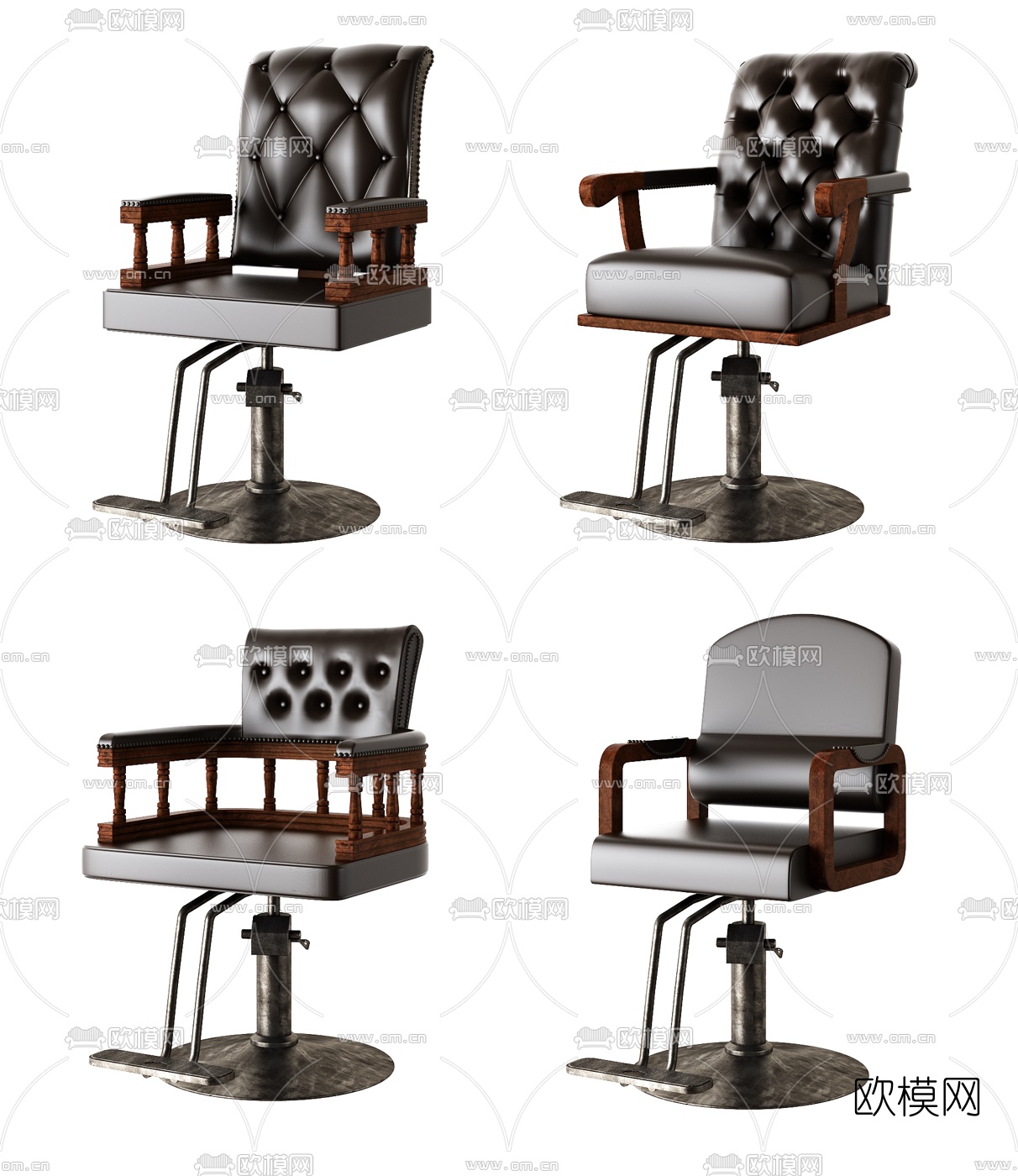 美式理发店椅子3d模型下载