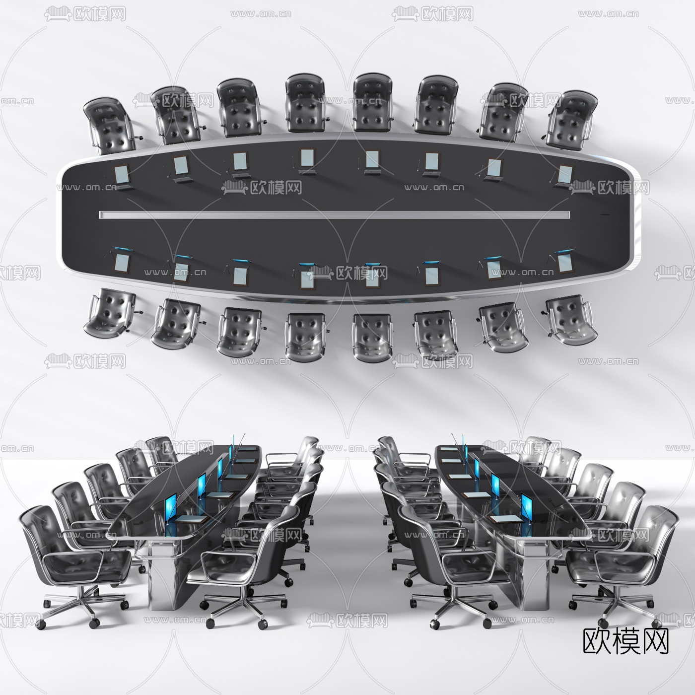 现代会议桌椅3d模型