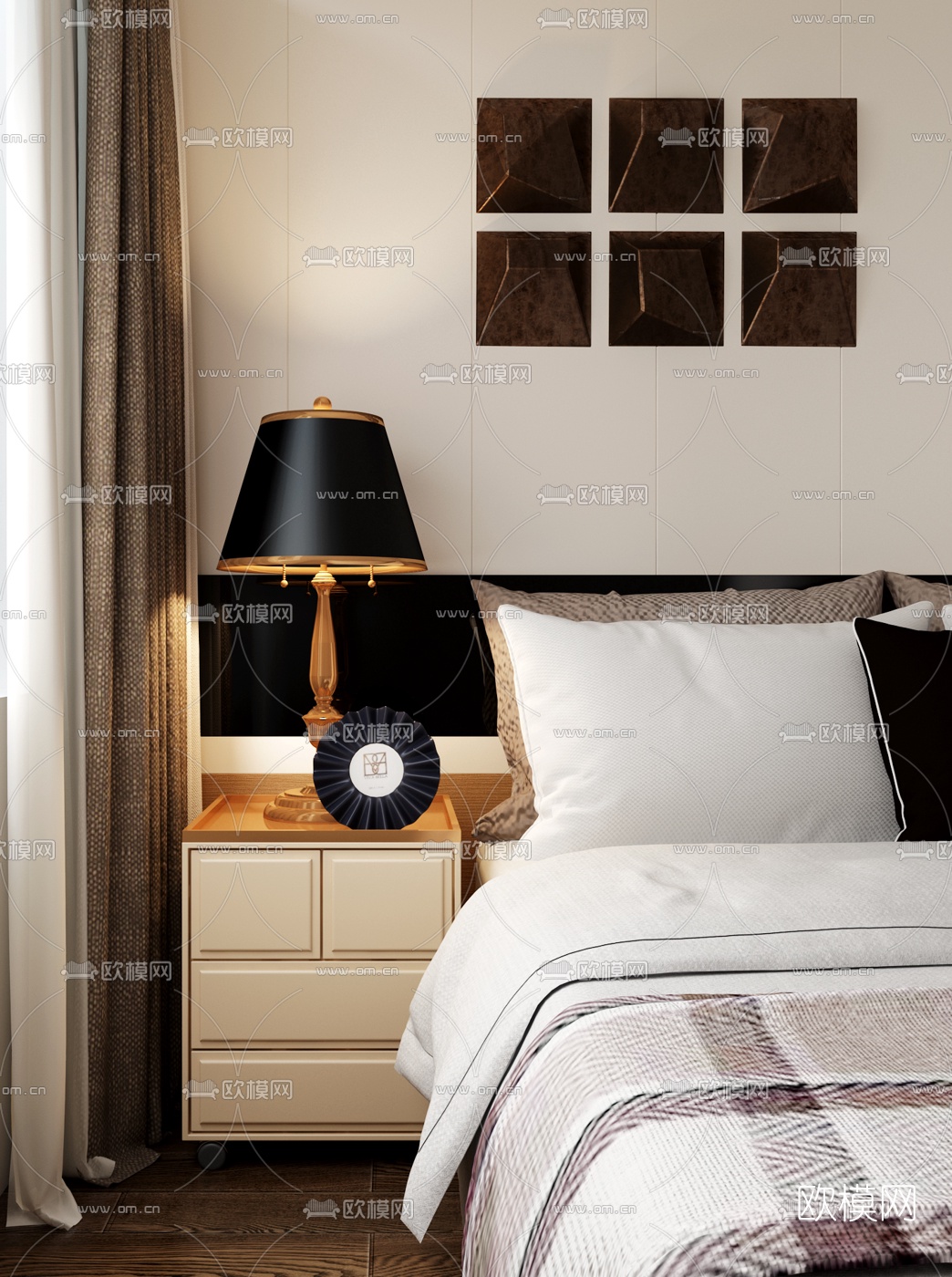 布鲁盟设计 现代方形床头柜3d模型下载