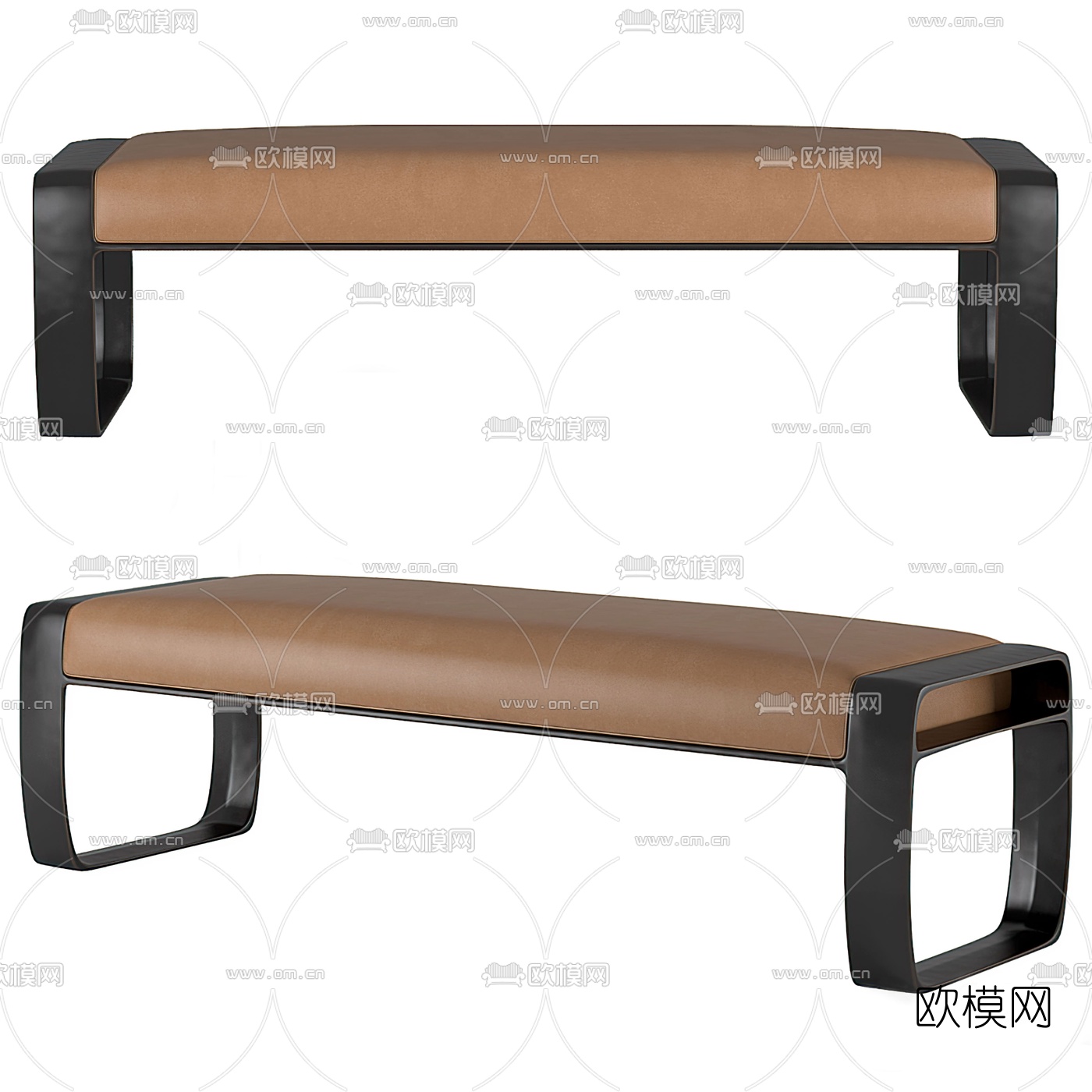 现代皮革床尾凳脚踏3d模型