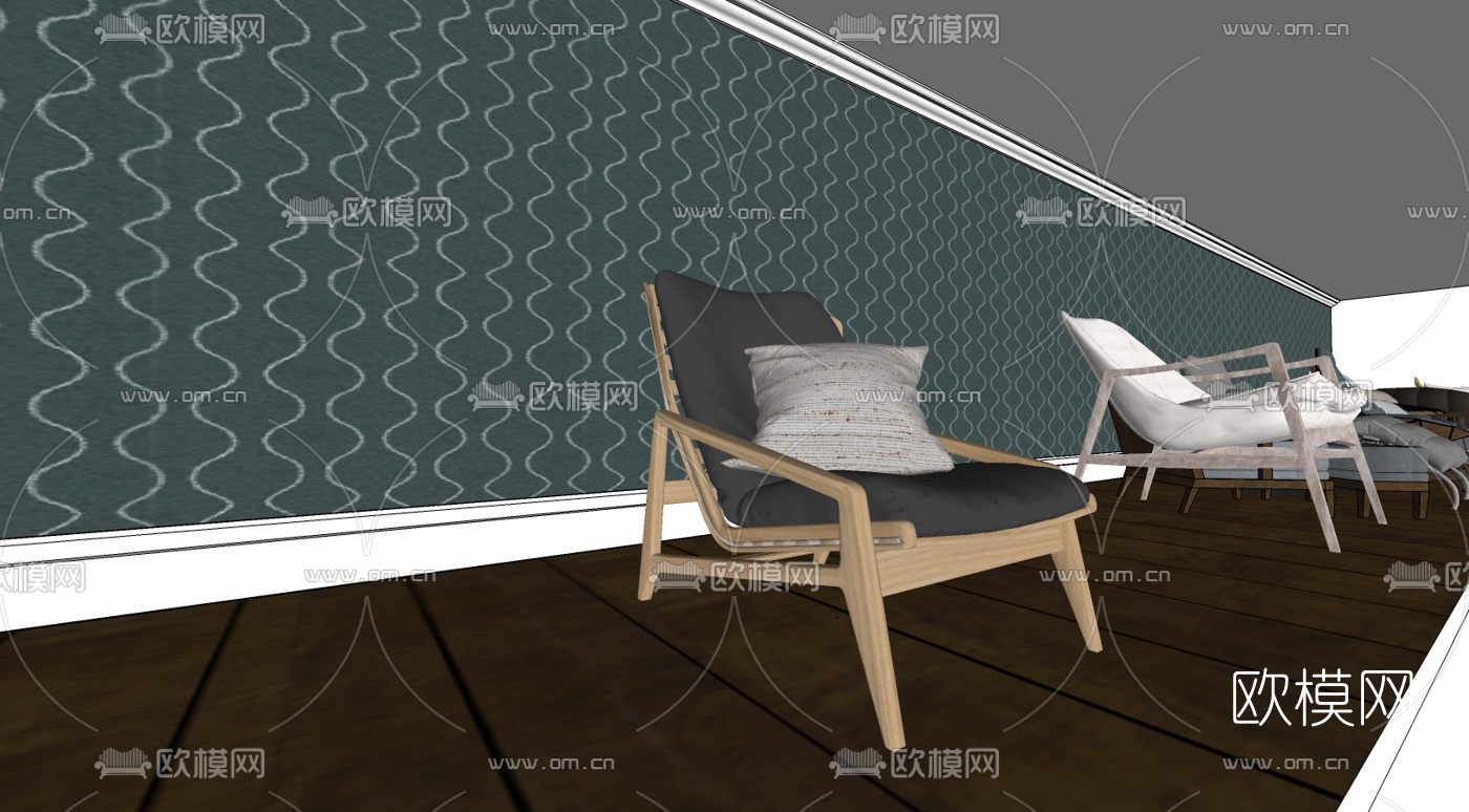 现代休闲椅单椅组合su模型下载（渲染图3）