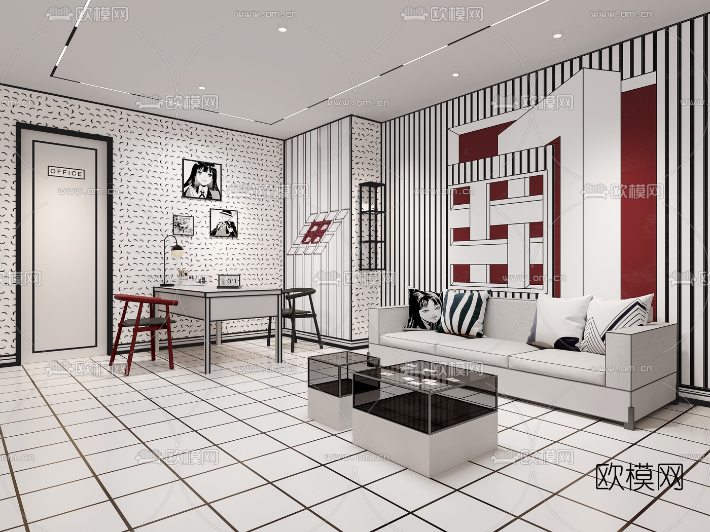 现代商场网红打卡点3d模型下载