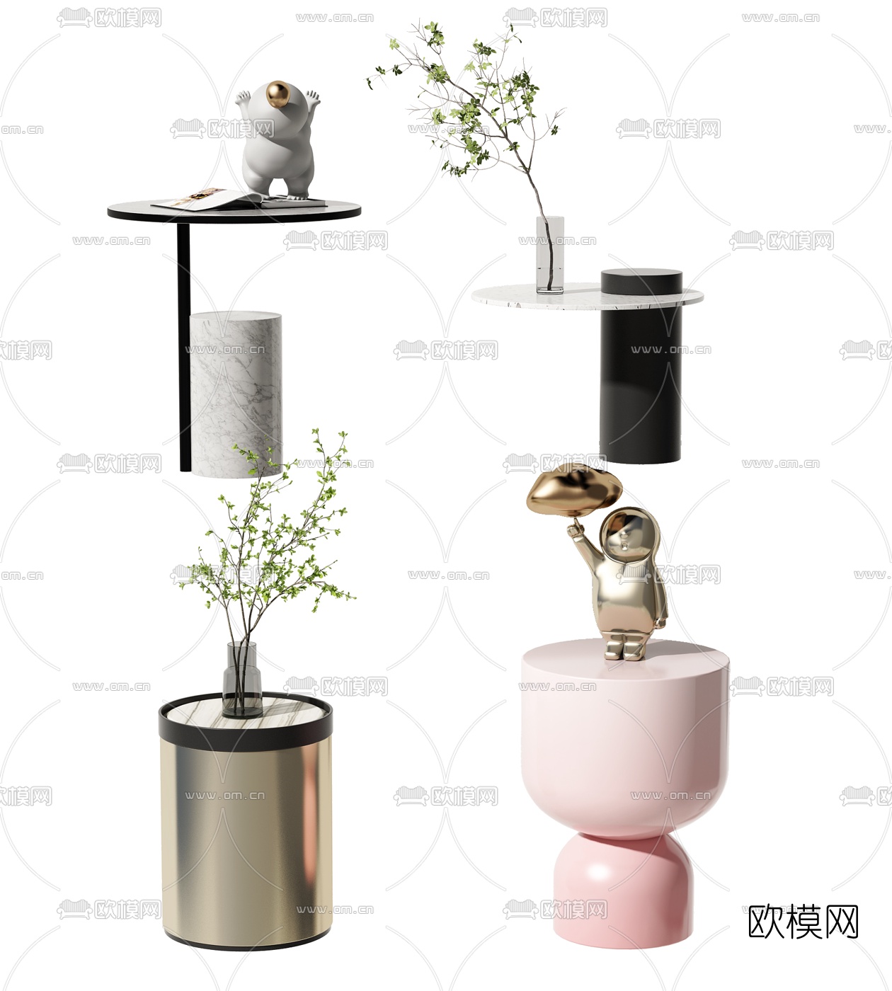 现代圆几边几角几3d模型