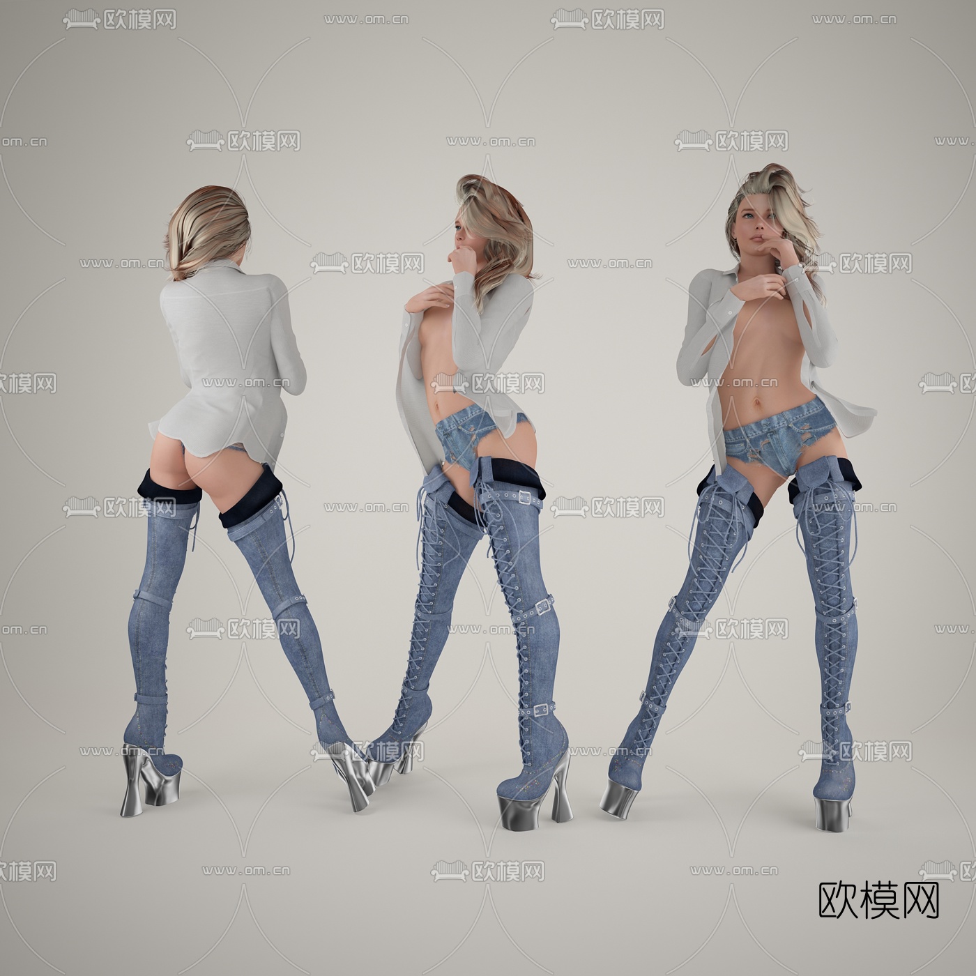 欧式女性人物3d模型