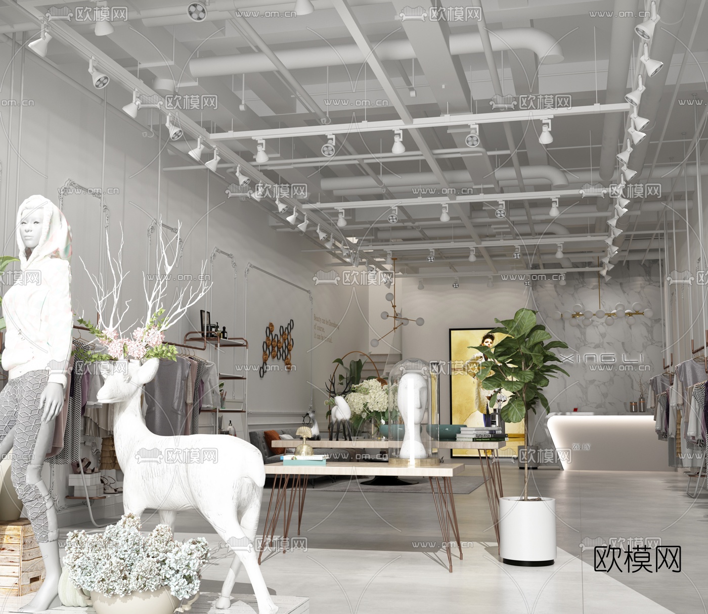 工业风服装店3d模型
