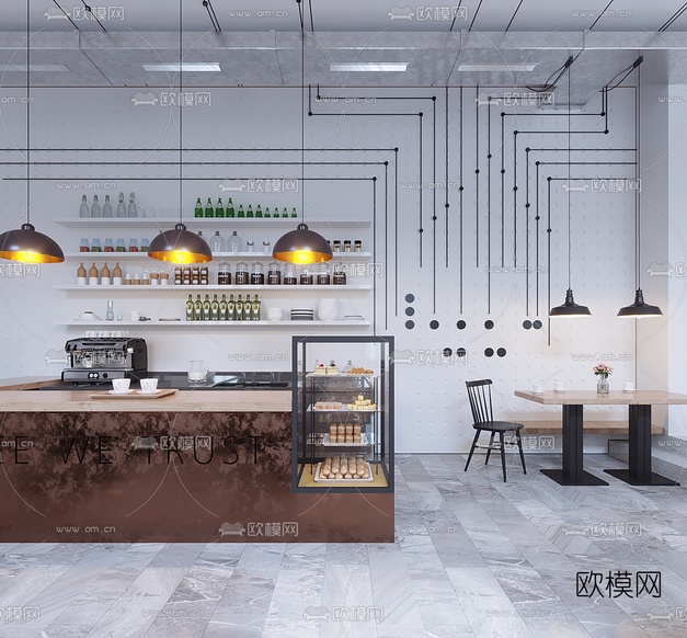 工业风咖啡店3d模型下载(渲染图1)