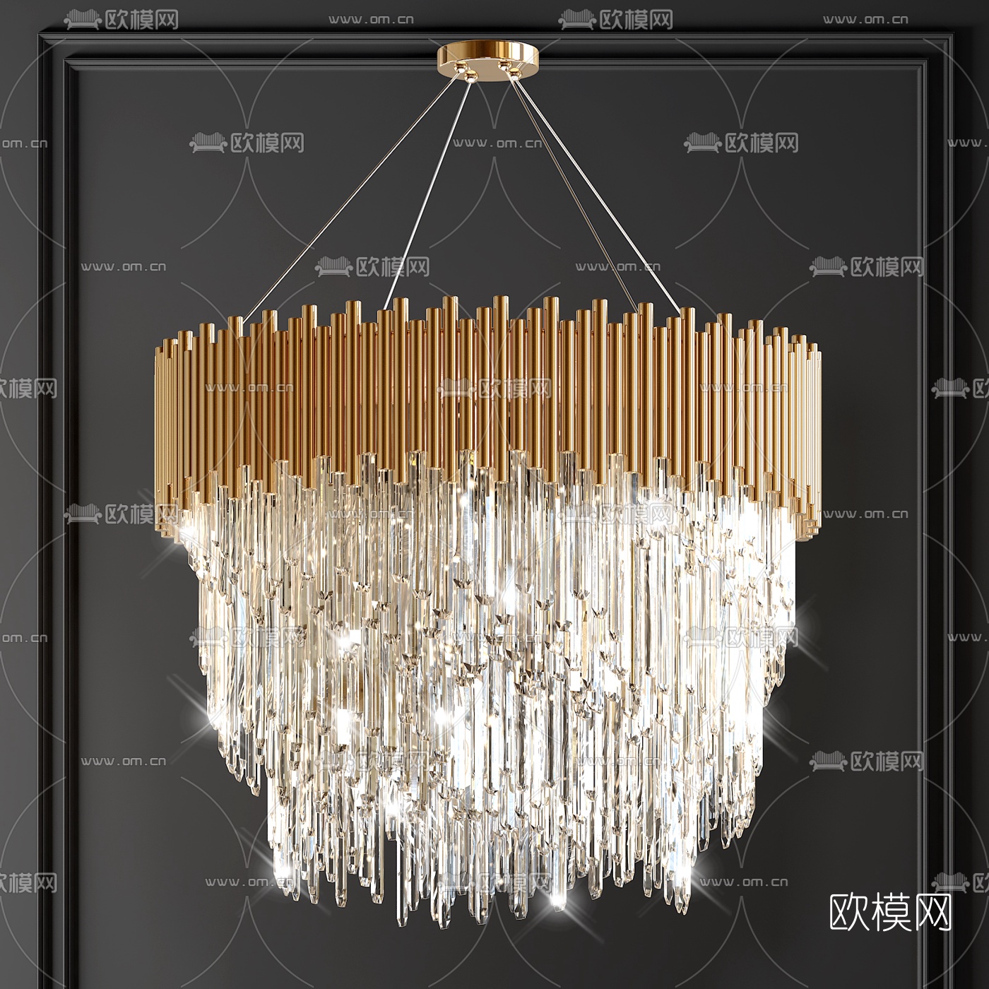现代轻奢水晶吊灯3d模型下载