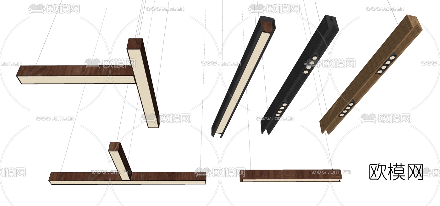 现代办公吊灯组合su模型下载