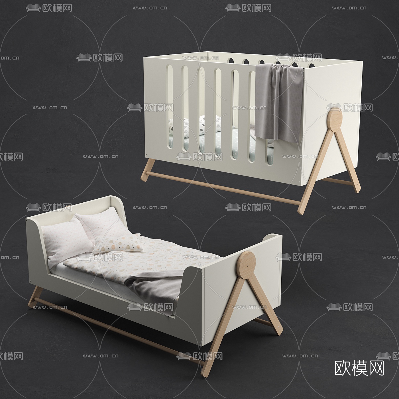 现代婴儿床3d模型