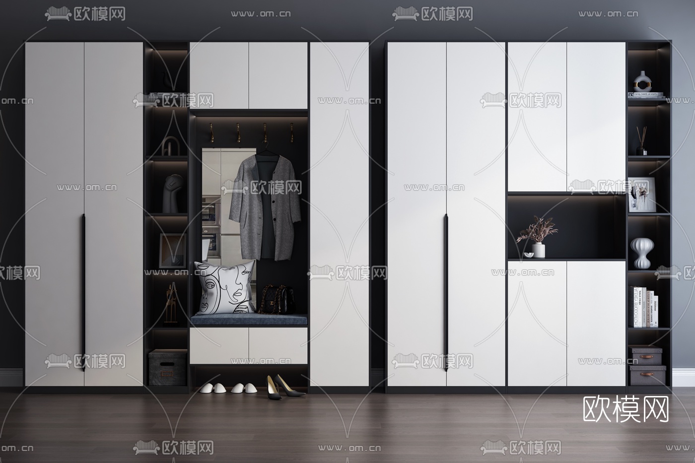 现代玄关鞋柜3d模型