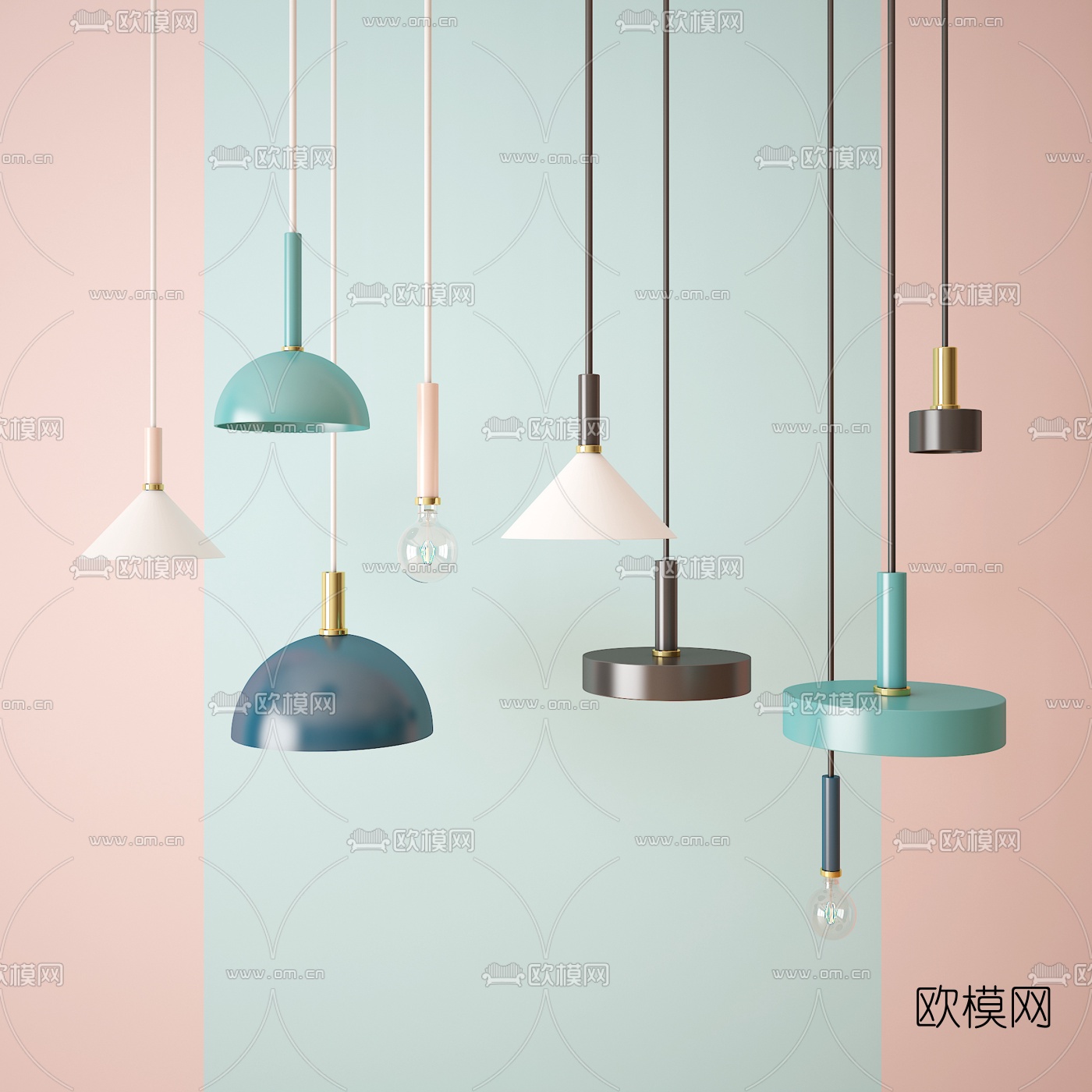 北欧金属吊灯3d模型下载