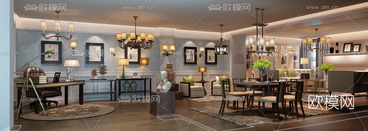 欧式灯饰专卖展厅3D模型