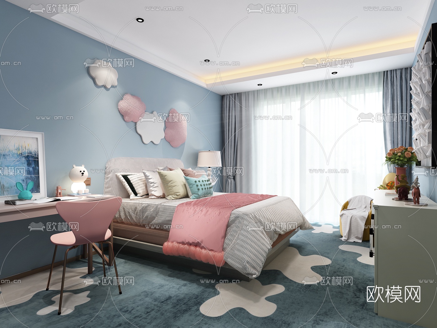 现代轻奢儿童房3d模型下载