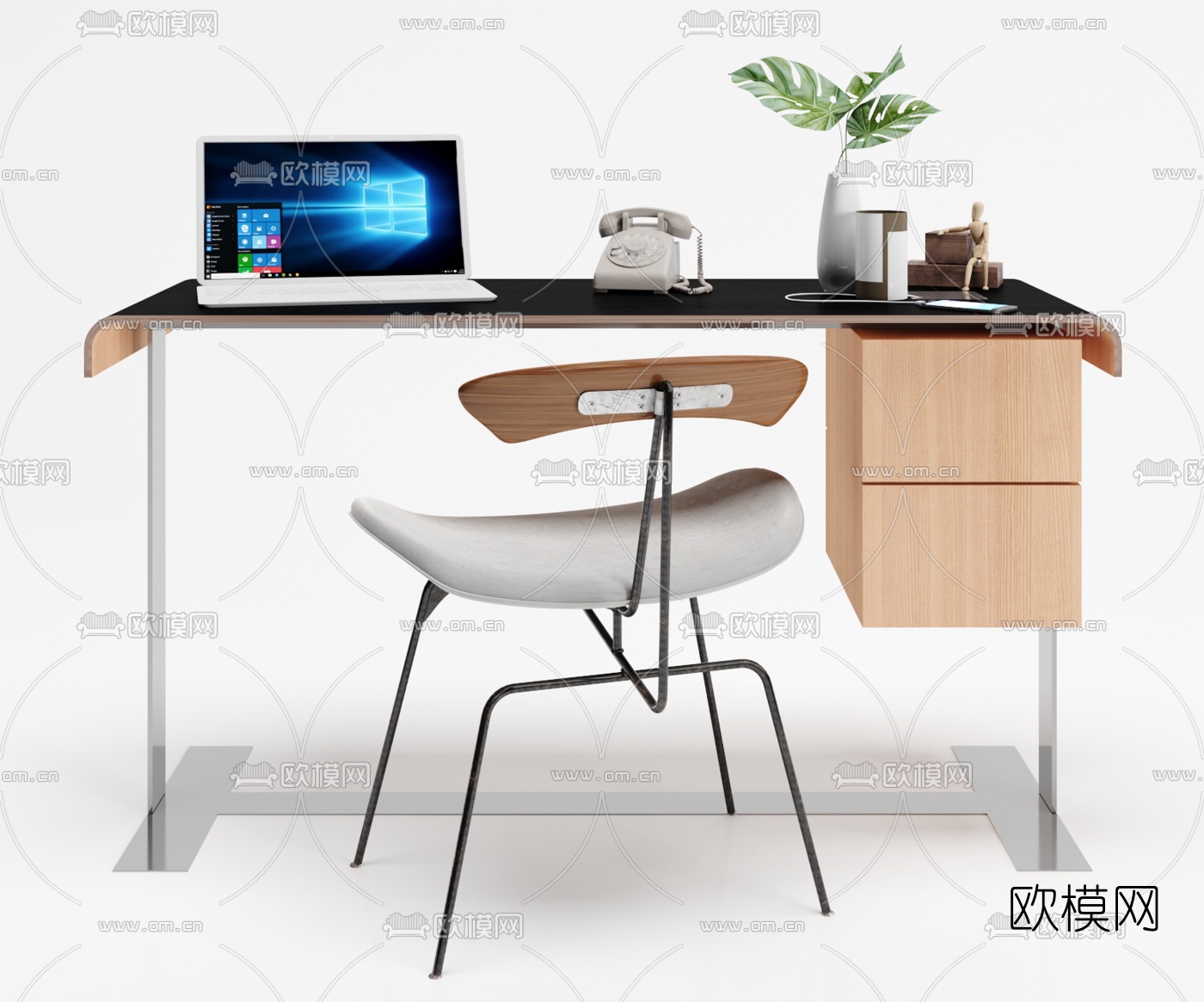 现代办公桌3d模型