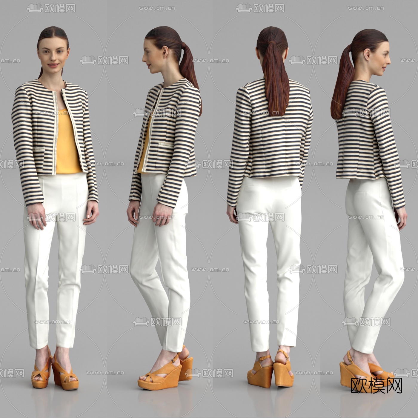 现代女性人物模特3d模型下载