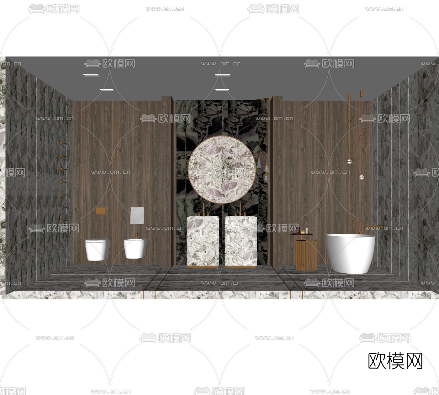 现代浴室洗手台盆免费su模型下载