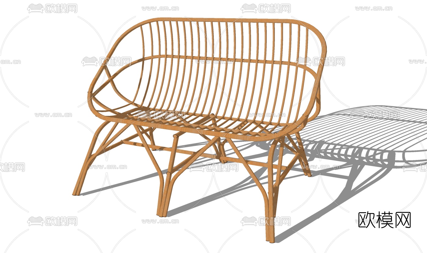 现代藤编户外椅免费su模型下载