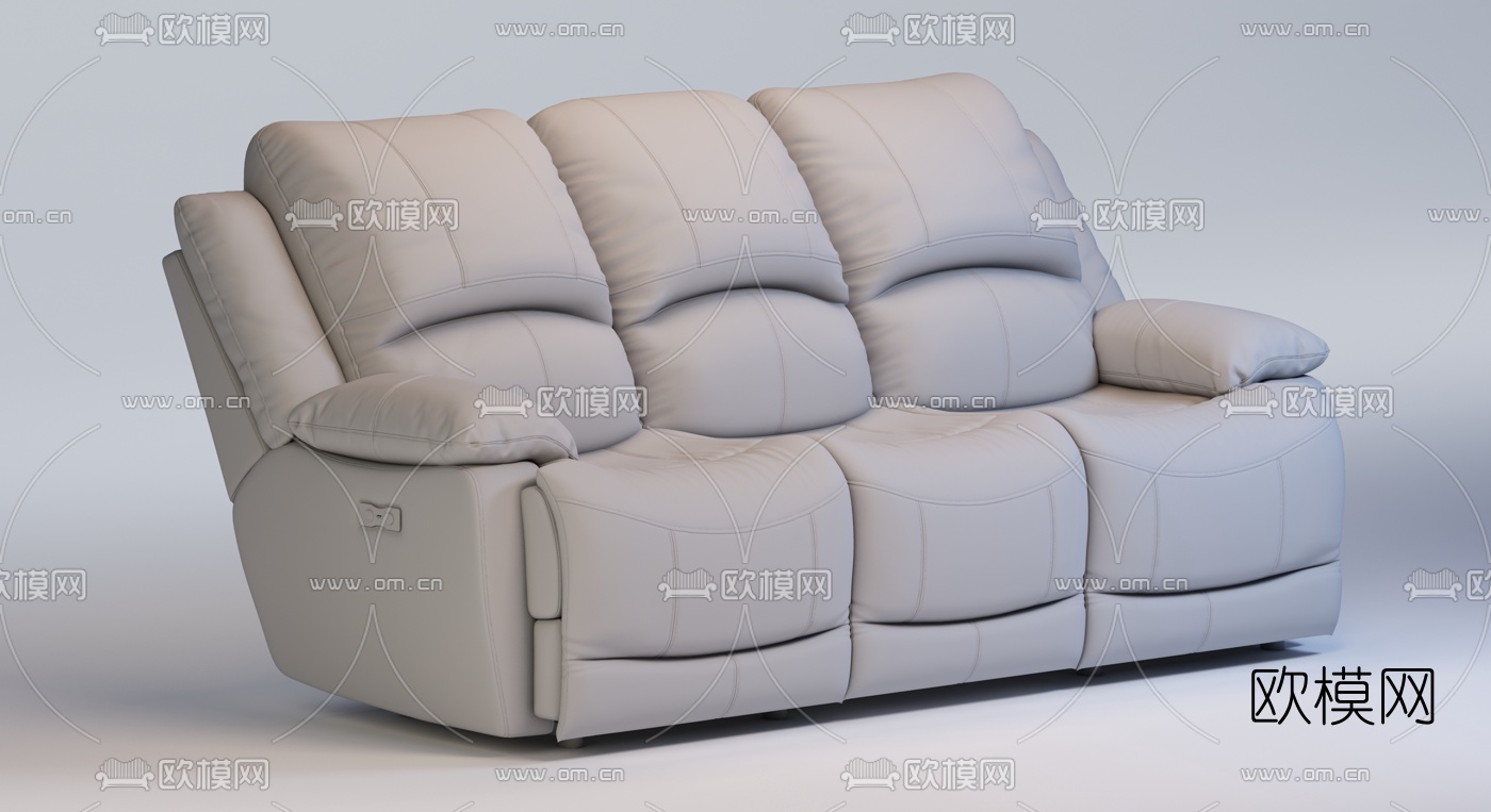 现代皮革休闲沙发3d模型下载（渲染图2）