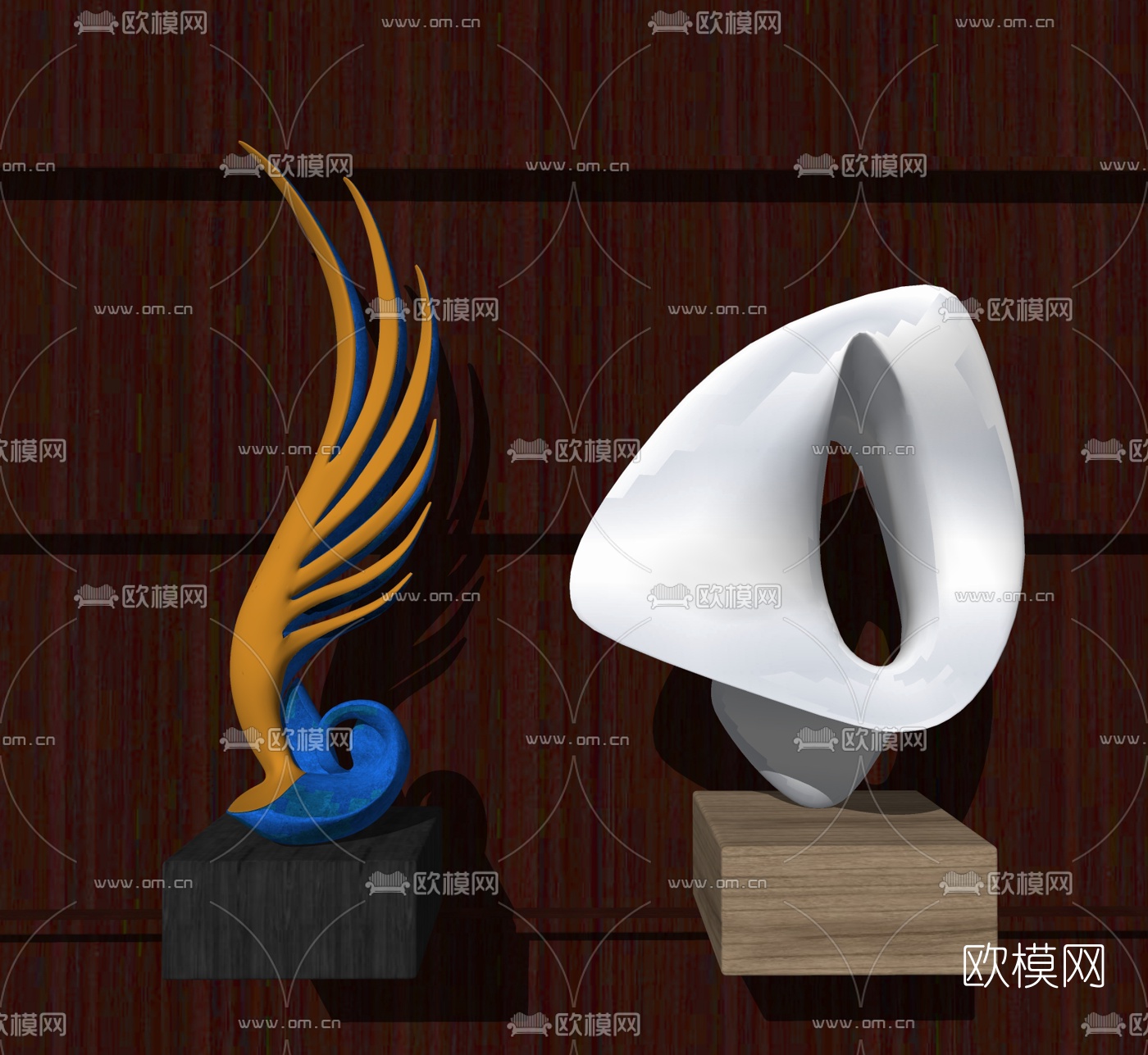 现代抽象孔雀艺术雕塑su模型下载