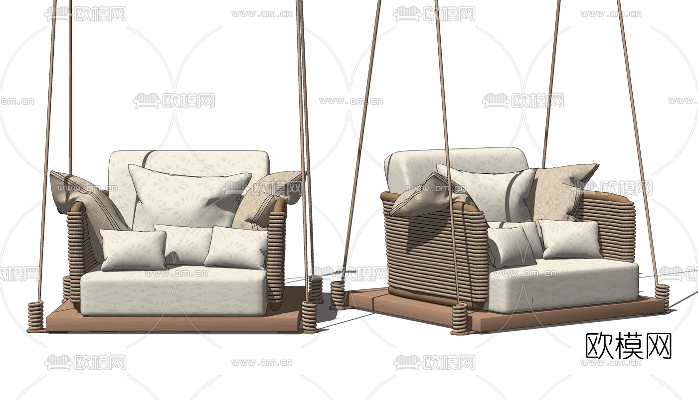 现代户外秋千吊椅su模型下载
