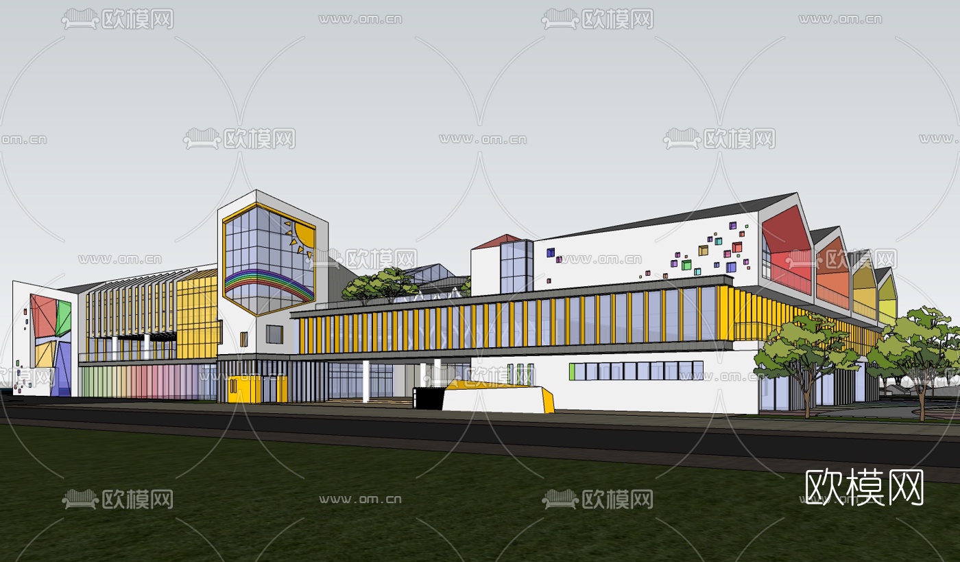 现代幼儿园su模型下载（渲染图1）