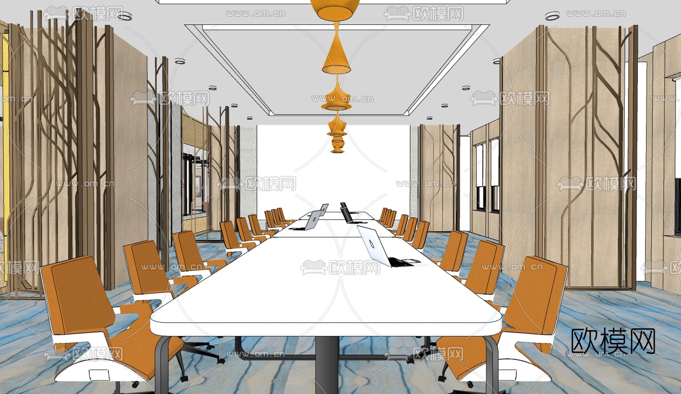 现代大堂前台组合免费su模型下载（渲染图3）