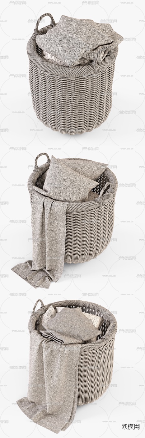自然风藤编筐3d模型下载（渲染图2）