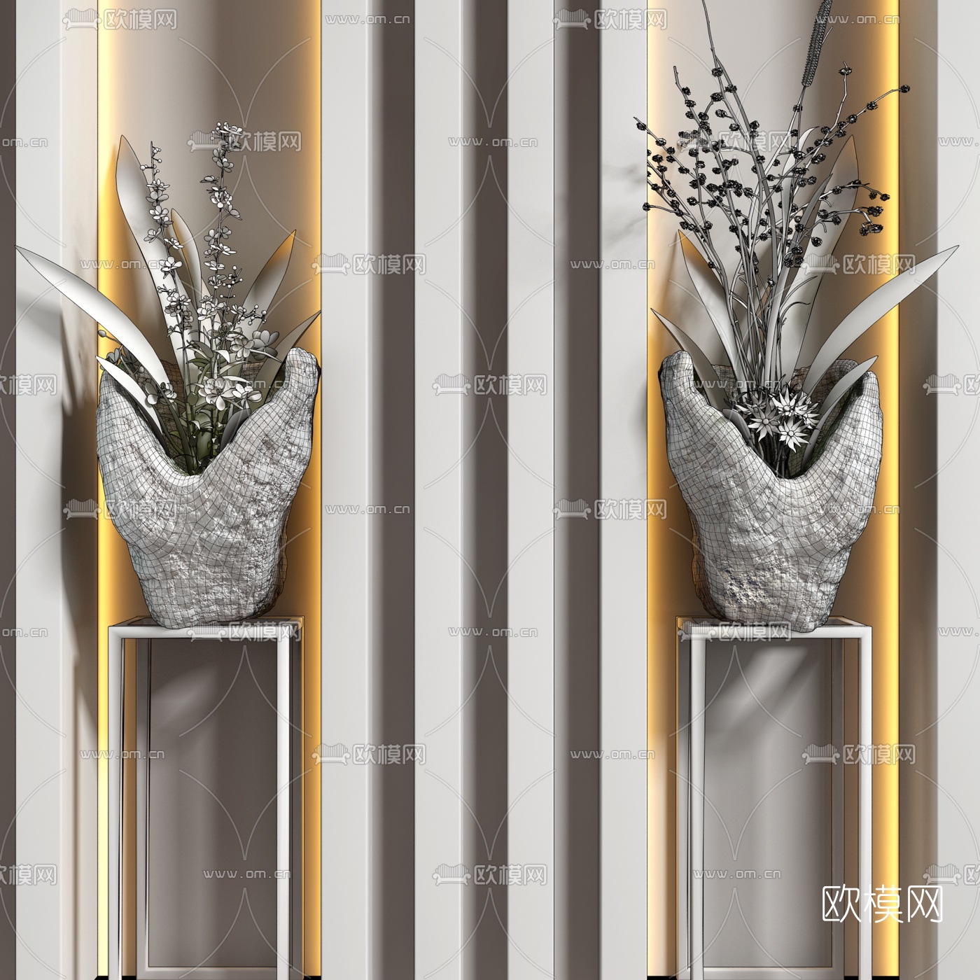 新中式绿植盆栽3d模型下载（渲染图2）