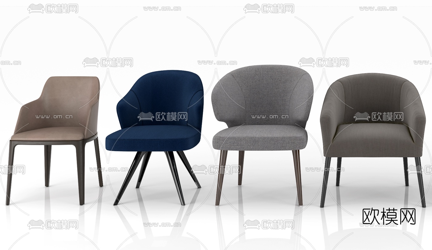 现代布艺单椅组合3d模型下载（渲染图3）
