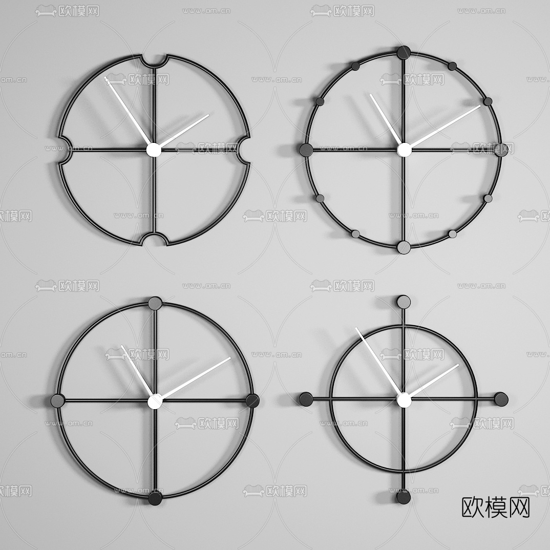 现代时尚时钟挂饰3D模型下载
