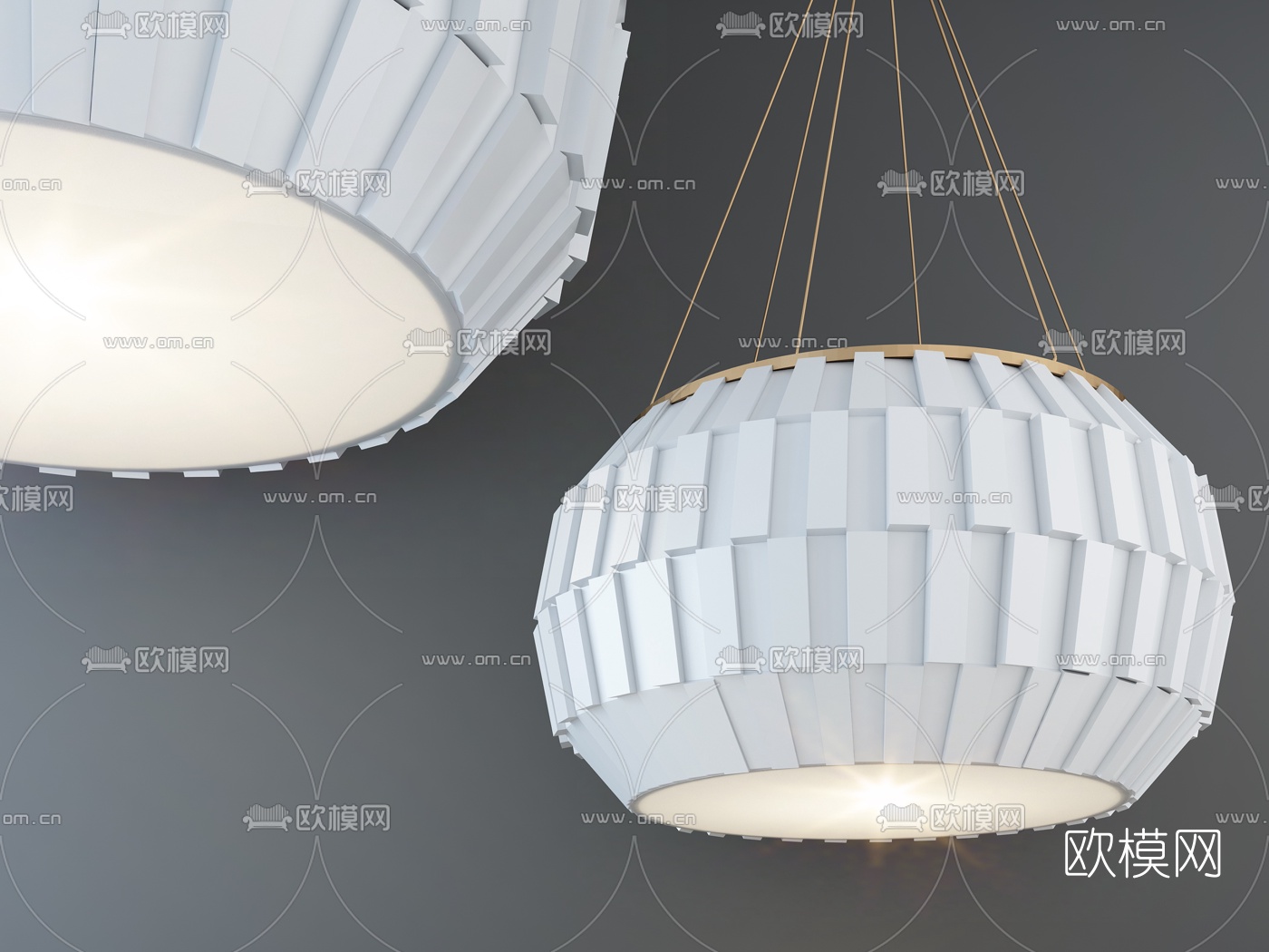 现代金属灯笼吊灯3d模型