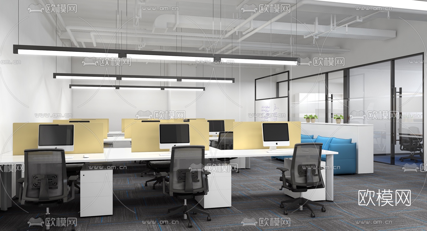现代办公室3d模型下载（渲染图1）