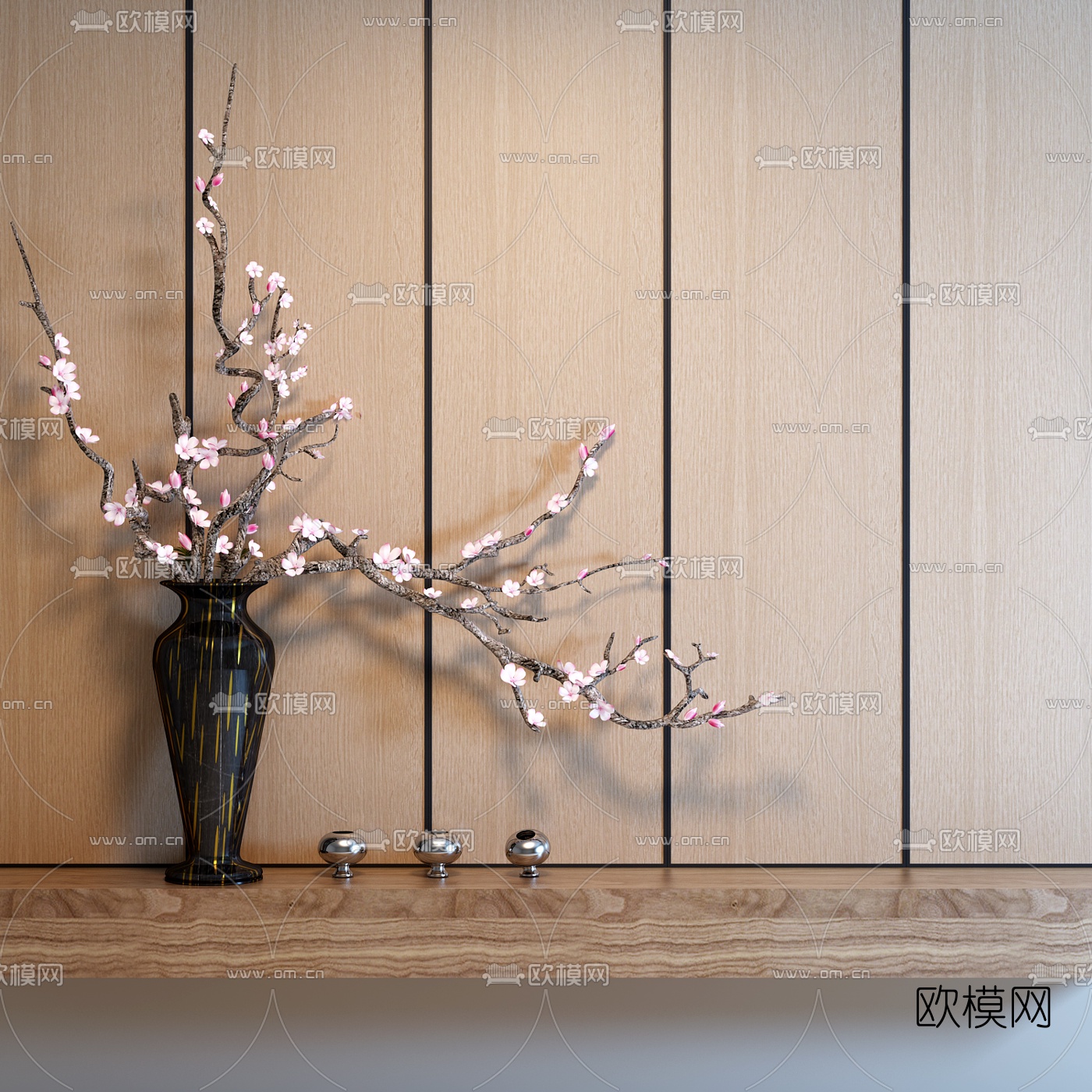 现代花瓶花卉3d模型