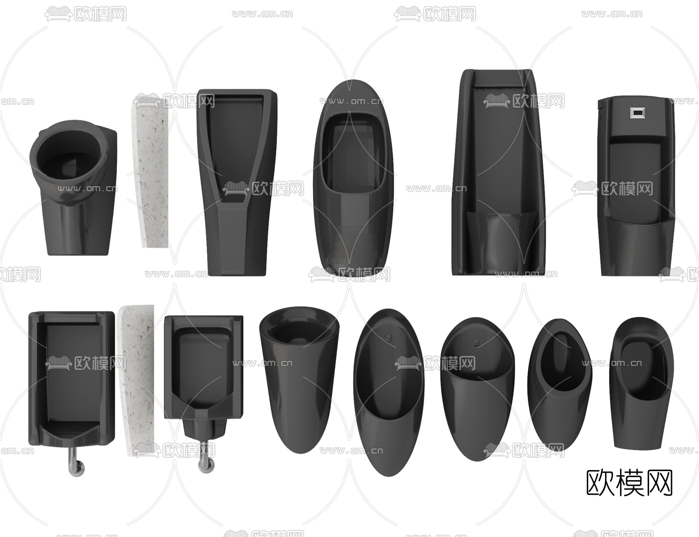 现代小便斗组合3d模型下载
