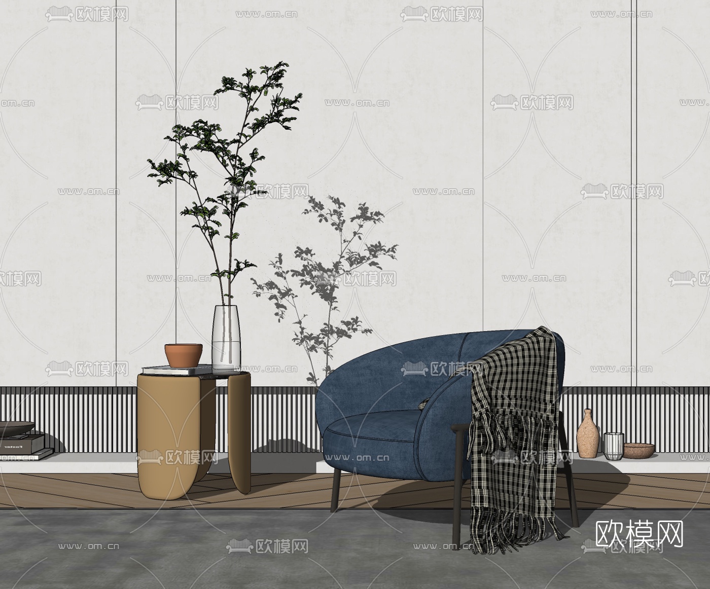 现代布艺休闲椅su模型