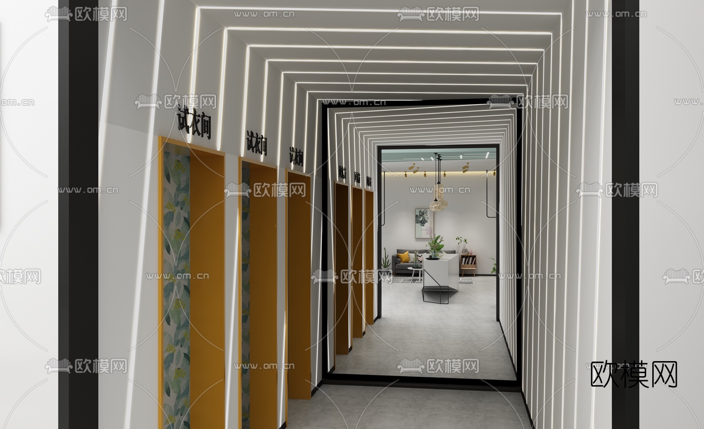 现代服装店3d模型下载（渲染图3）