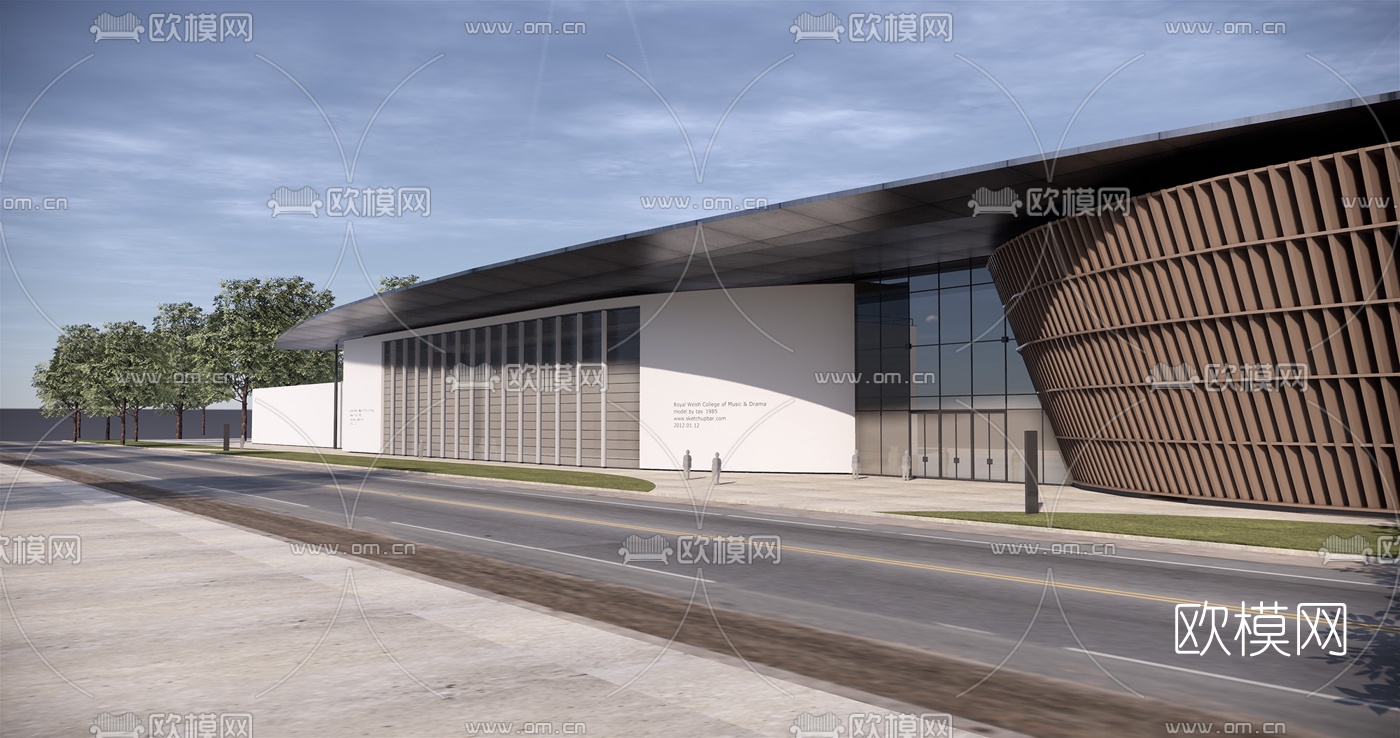 现代博物馆su模型下载（渲染图1）