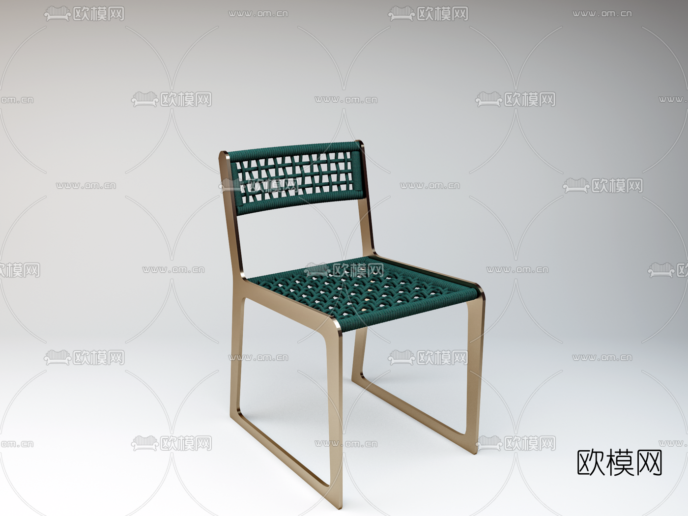 现代金属方形餐桌椅3d模型