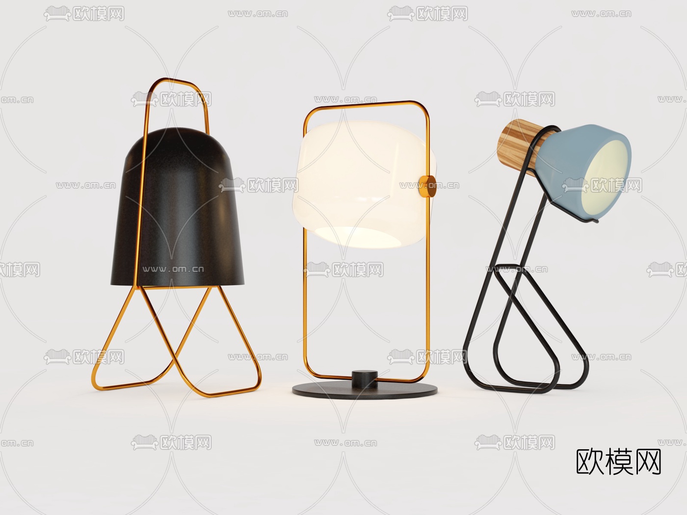 现代简约台灯组合3d模型下载（渲染图4）