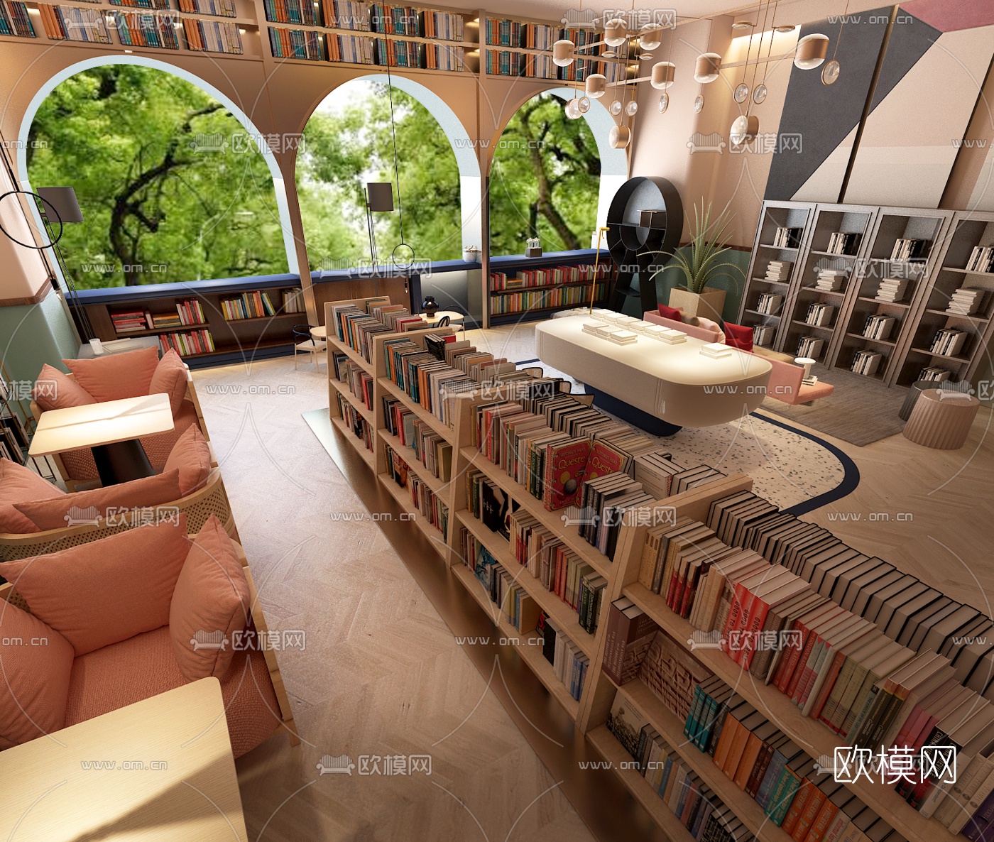 现代书吧3d模型